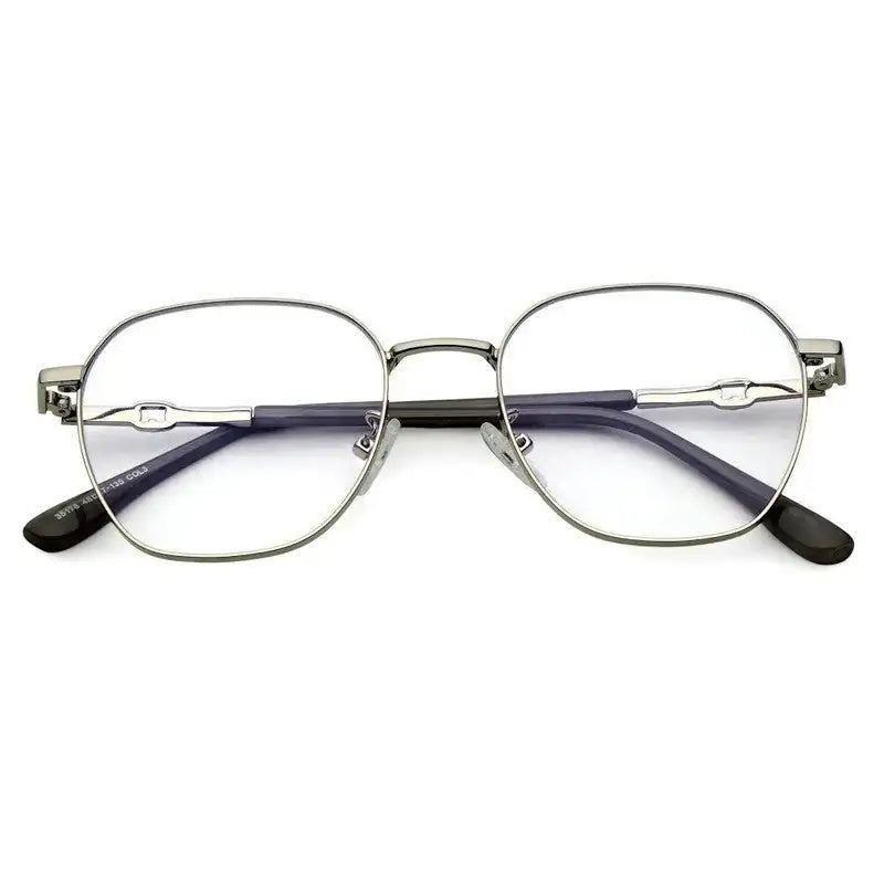 Frostis | Silver Small Full Rim Hexagonal Computer Glasses for Men & Women [Blue Block]