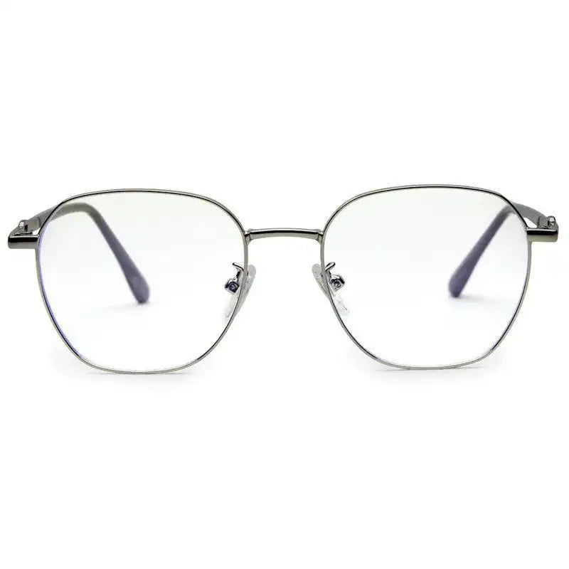 Frostis | Silver Small Full Rim Hexagonal Computer Glasses for Men & Women [Blue Block]