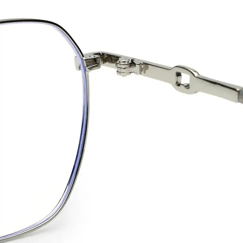 Frostis | Silver Small Full Rim Hexagonal Computer Glasses for Men & Women [Blue Block]