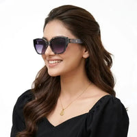 Fynix | Black Grey Texture Medium Full Rim Cateye Sunglasses for Women [UV-protected]
