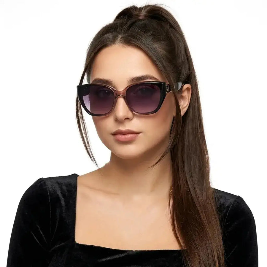 Fynix | Transparent Brown Medium Full Rim Cateye Sunglasses for Women [UV-protected]