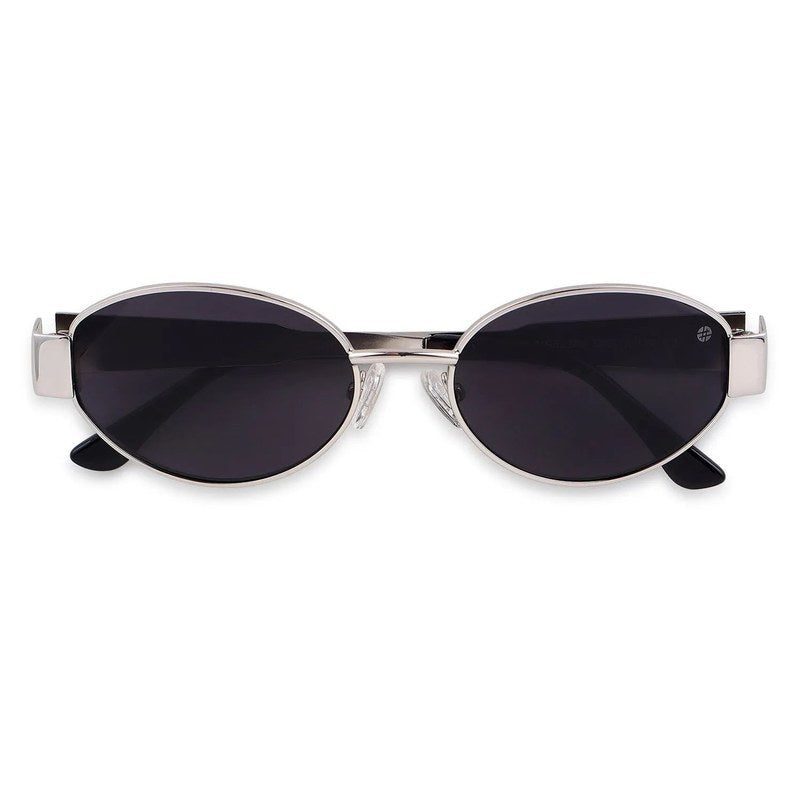 Fynora | Silver Medium Full Rim Oval Sunglasses for Women [UV-protected]
