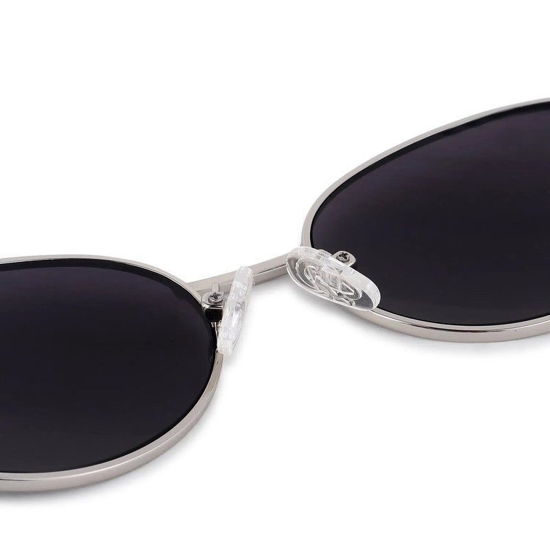Fynora | Silver Medium Full Rim Oval Sunglasses for Women [UV-protected]