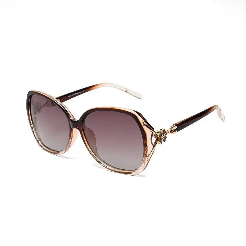 Fyra | Transparent Brown Large Full Rim Butterfly Sunglasses for Women [Polarized]