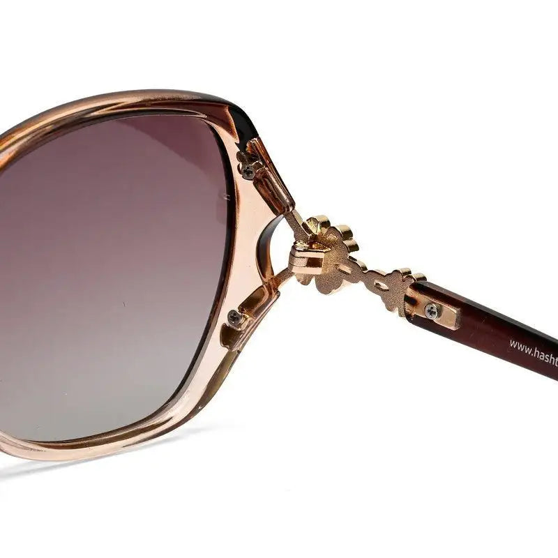 Fyra | Transparent Brown Large Full Rim Butterfly Sunglasses for Women [Polarized]