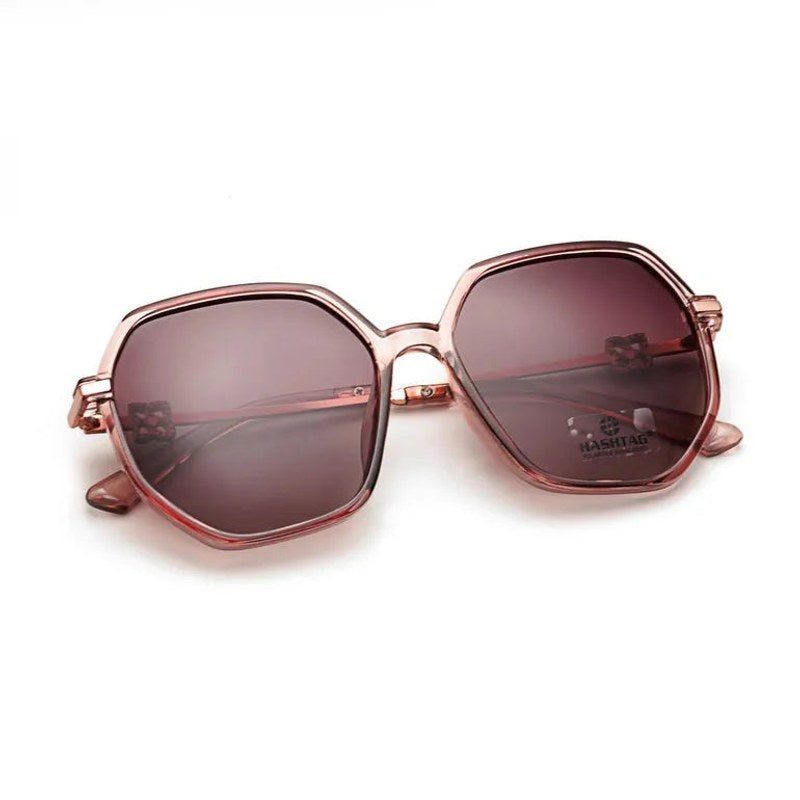 Fyreon | Brown Large Full Rim Hexagonal Sunglasses for Women [Polarized]