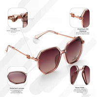 Fyreon Brown Large Full Rim Hexagonal Sunglasses for Women — Hashtag Eyewears