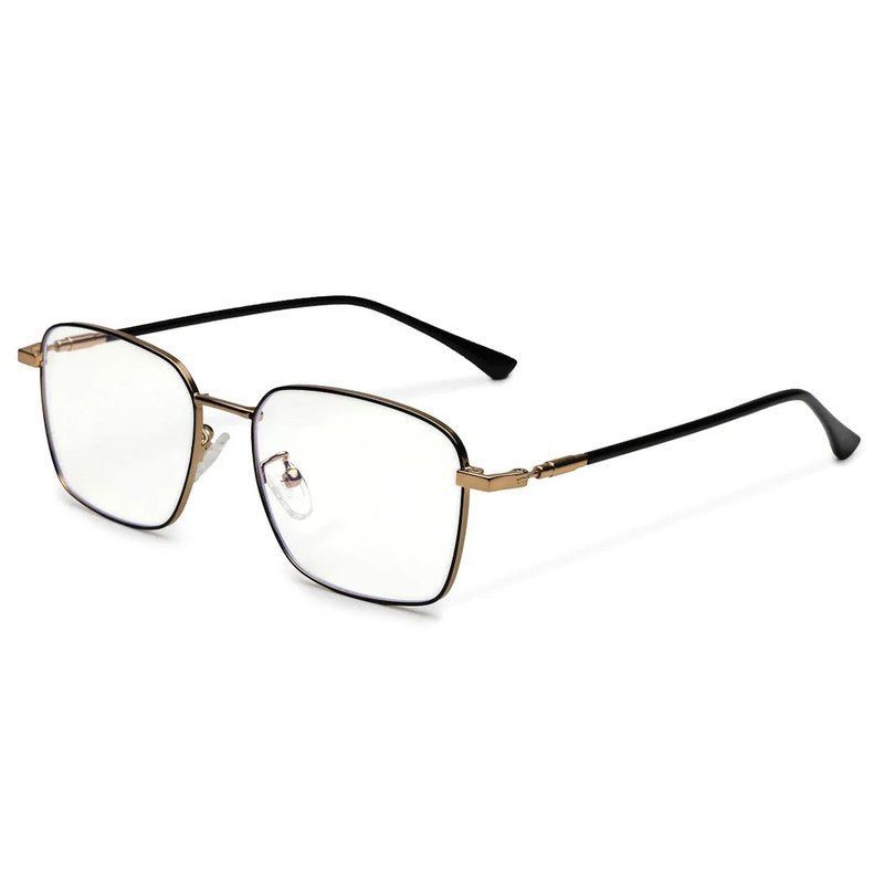Fyrion Black & Gold Medium Full Rim RECTANGLE Computer Glasses for Men & Women — Hashtag Eyewears