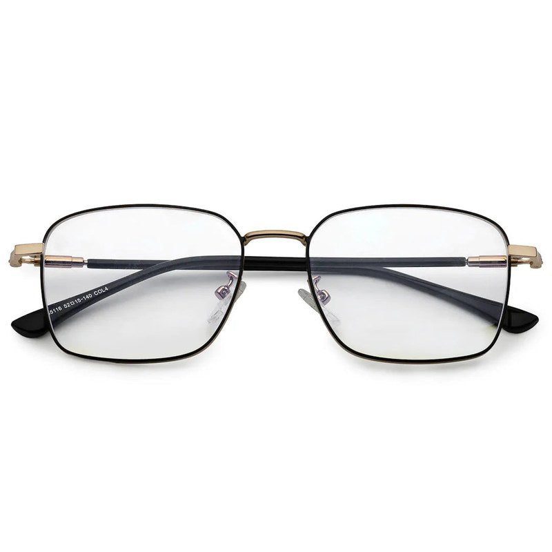 Fyrion Black & Gold Medium Full Rim RECTANGLE Computer Glasses for Men & Women — Hashtag Eyewears