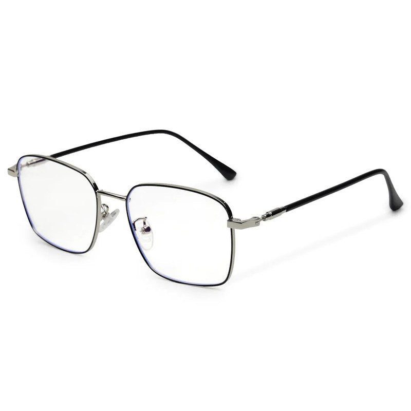 Fyrion Black & Silver Medium Full Rim RECTANGLE Computer Glasses for Men & Women — Hashtag Eyewears