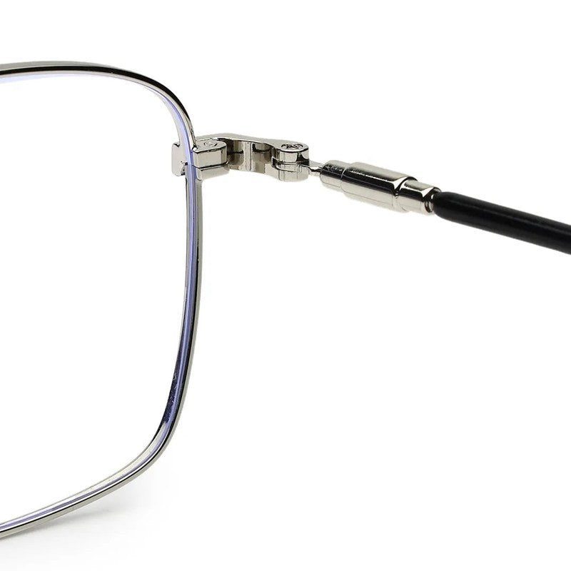 Fyrion Black & Silver Medium Full Rim RECTANGLE Computer Glasses for Men & Women — Hashtag Eyewears