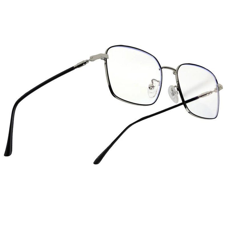 Fyrion Black & Silver Medium Full Rim RECTANGLE Computer Glasses for Men & Women — Hashtag Eyewears