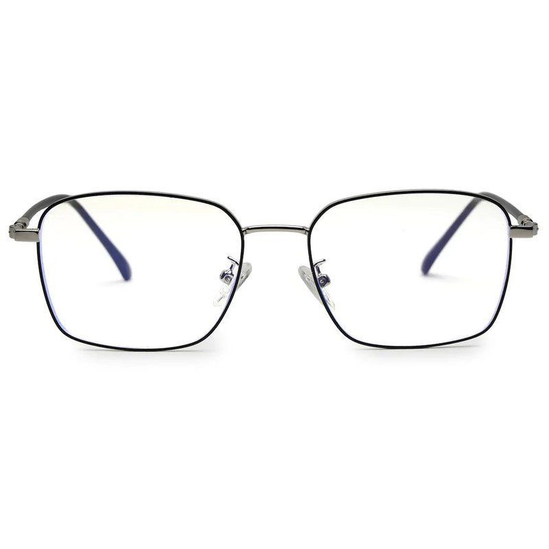 Fyrion Black & Silver Medium Full Rim RECTANGLE Computer Glasses for Men & Women — Hashtag Eyewears