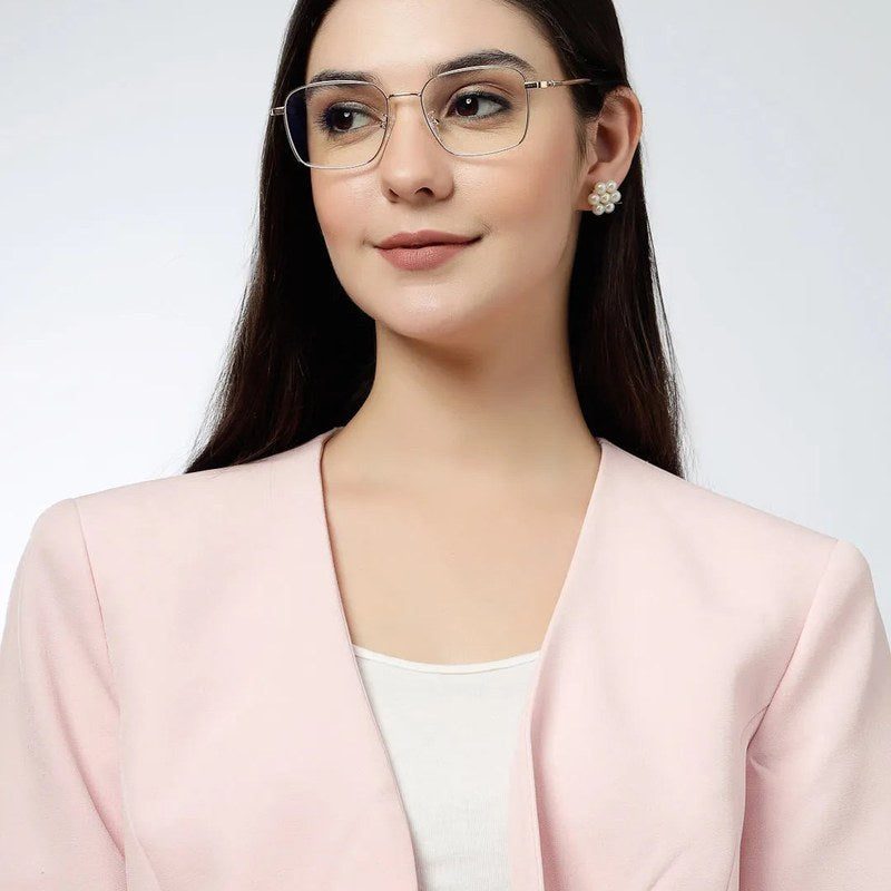 Fyrion Golden Medium Full Rim RECTANGLE Computer Glasses for Men & Women — Hashtag Eyewears