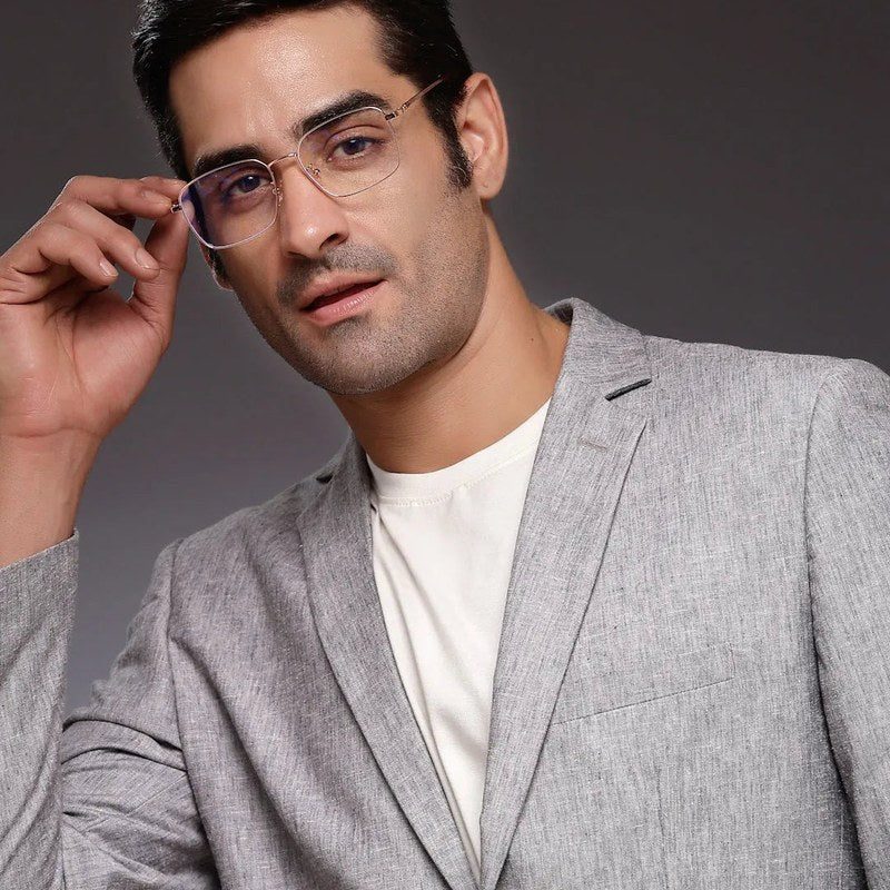 Fyrion Rose Gold Medium Full Rim RECTANGLE Computer Glasses for Men & Women — Hashtag Eyewears