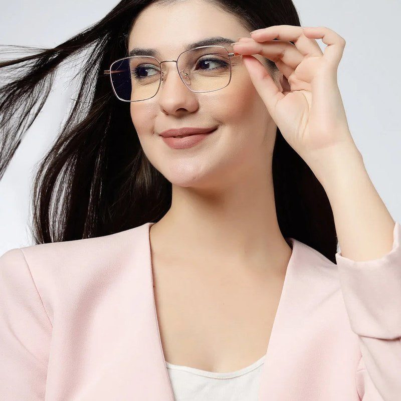 Fyrion Rose Gold Medium Full Rim RECTANGLE Computer Glasses for Men & Women — Hashtag Eyewears