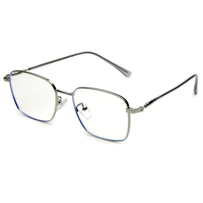 Fyrion | Silver Medium Full Rim RECTANGLE Computer Glasses for Men & Women [Blue Block]