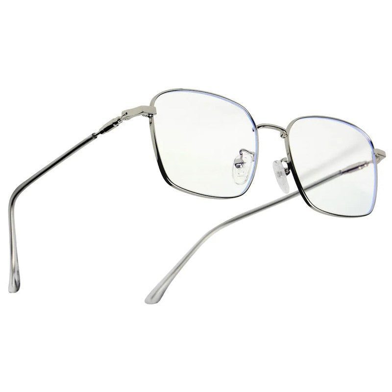 Fyrion | Silver Medium Full Rim RECTANGLE Computer Glasses for Men & Women [Blue Block]