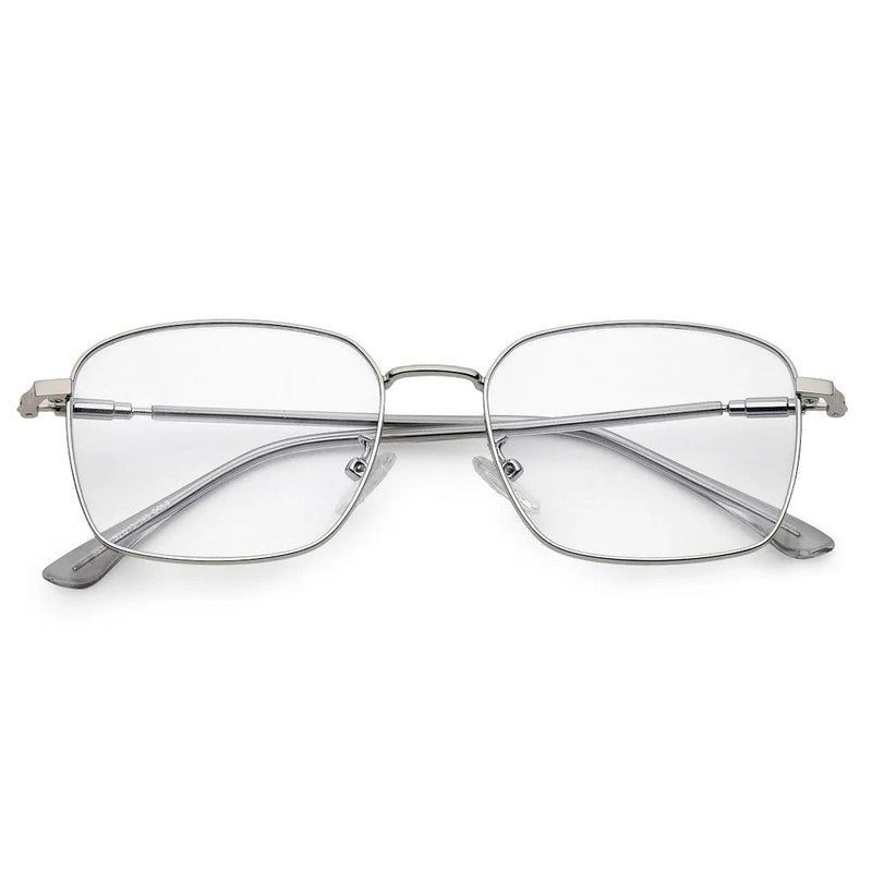 Fyrion | Silver Medium Full Rim RECTANGLE Computer Glasses for Men & Women [Blue Block]