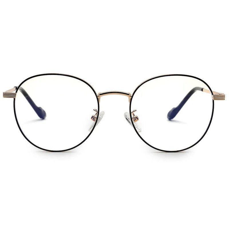 Galveris Black & Gold Small Full Rim Round Computer Glasses for Men & Women — Hashtag Eyewears
