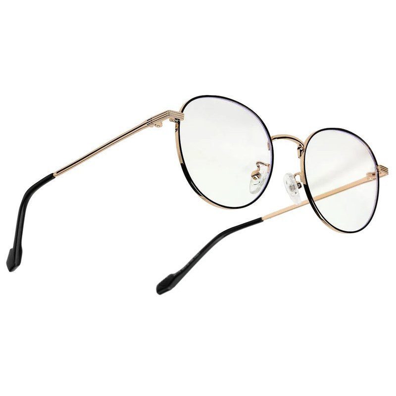 Galveris Black & Gold Small Full Rim Round Computer Glasses for Men & Women — Hashtag Eyewears