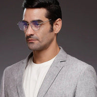 Galveris Black & Silver Small Full Rim Round Computer Glasses for Men & Women — Hashtag Eyewears