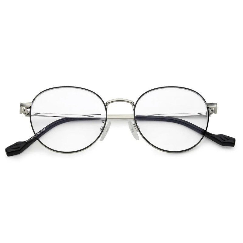 Galveris Black & Silver Small Full Rim Round Computer Glasses for Men & Women — Hashtag Eyewears