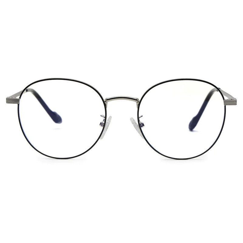 Galveris Black & Silver Small Full Rim Round Computer Glasses for Men & Women — Hashtag Eyewears