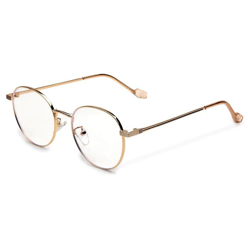 Galveris Golden Small Full Rim Round Computer Glasses for Men & Women — Hashtag Eyewears