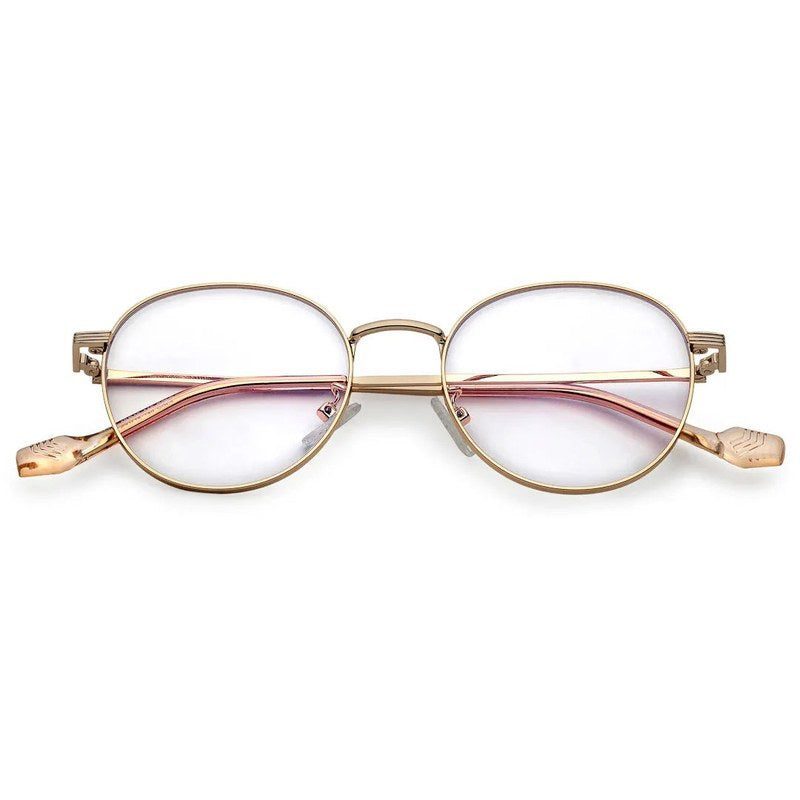 Galveris Golden Small Full Rim Round Computer Glasses for Men & Women — Hashtag Eyewears