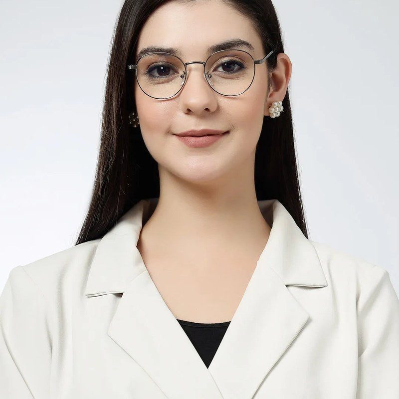 Galveris Grey Small Full Rim Round Computer Glasses for Men & Women — Hashtag Eyewears