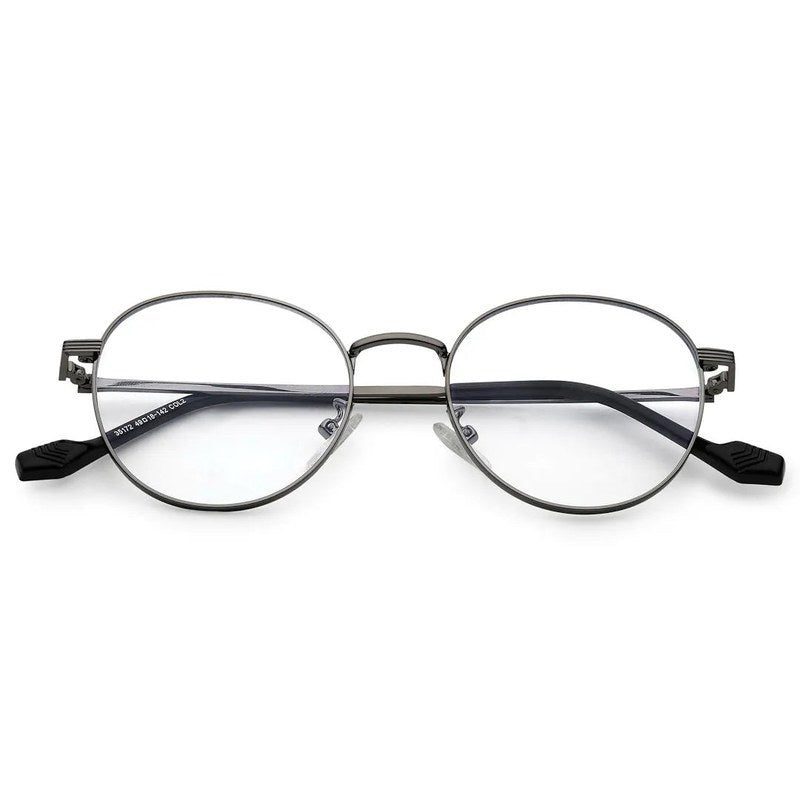 Galveris Grey Small Full Rim Round Computer Glasses for Men & Women — Hashtag Eyewears