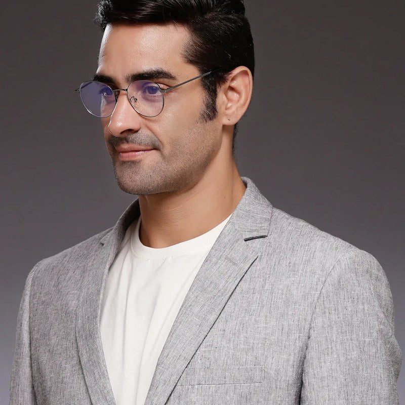 Galveris Grey Small Full Rim Round Computer Glasses for Men & Women — Hashtag Eyewears