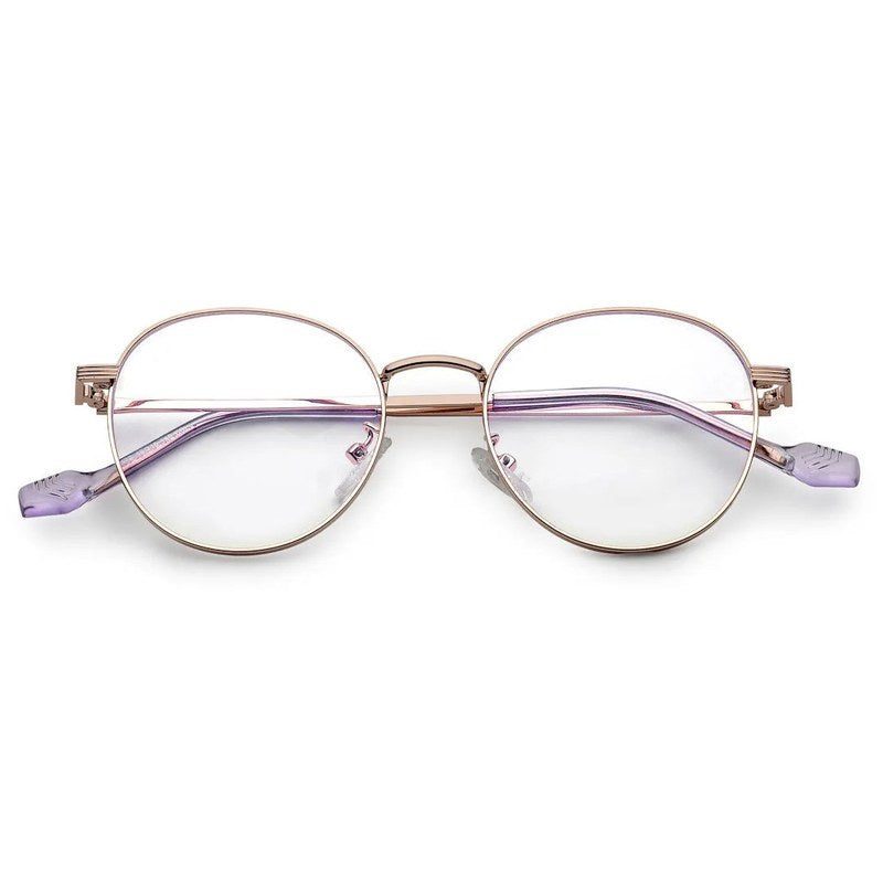 Galveris Rose Gold Small Full Rim Round Computer Glasses for Men & Women — Hashtag Eyewears