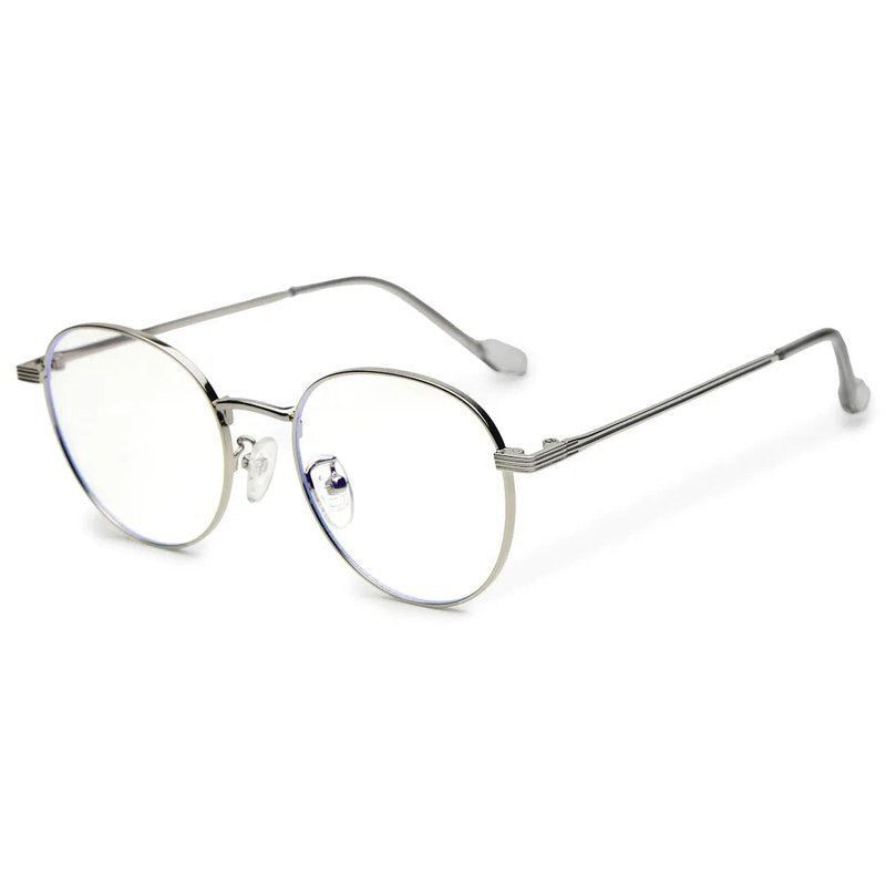 Galveris Silver Small Full Rim Round Computer Glasses for Men & Women — Hashtag Eyewears