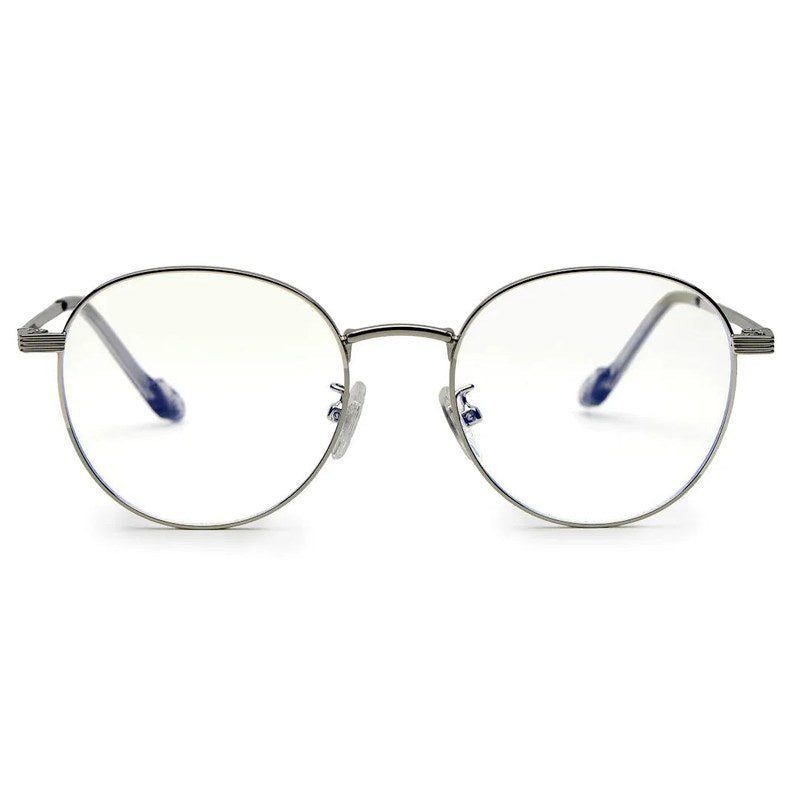 Galveris Silver Small Full Rim Round Computer Glasses for Men & Women — Hashtag Eyewears
