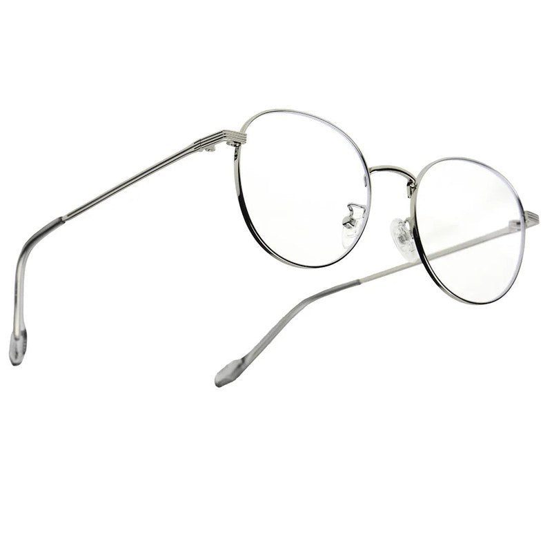 Galveris Silver Small Full Rim Round Computer Glasses for Men & Women — Hashtag Eyewears