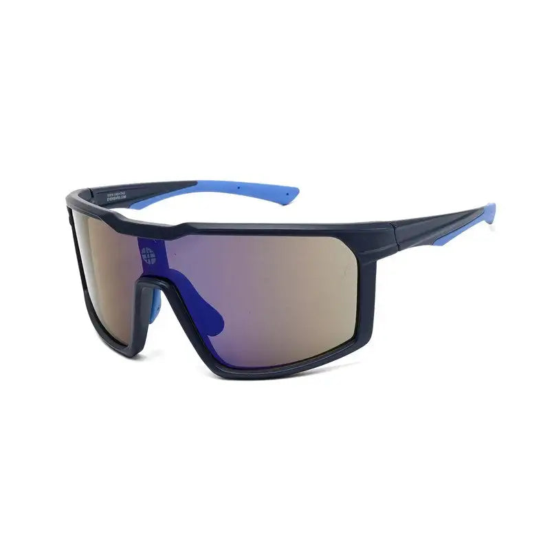GlareX | Blue & Sky Blue Large Full Rim Shield Sports Sunglasses for Men & Women [UV-protected]