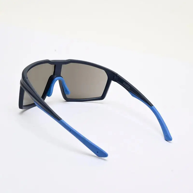 GlareX | Blue & Sky Blue Large Full Rim Shield Sports Sunglasses for Men & Women [UV-protected]