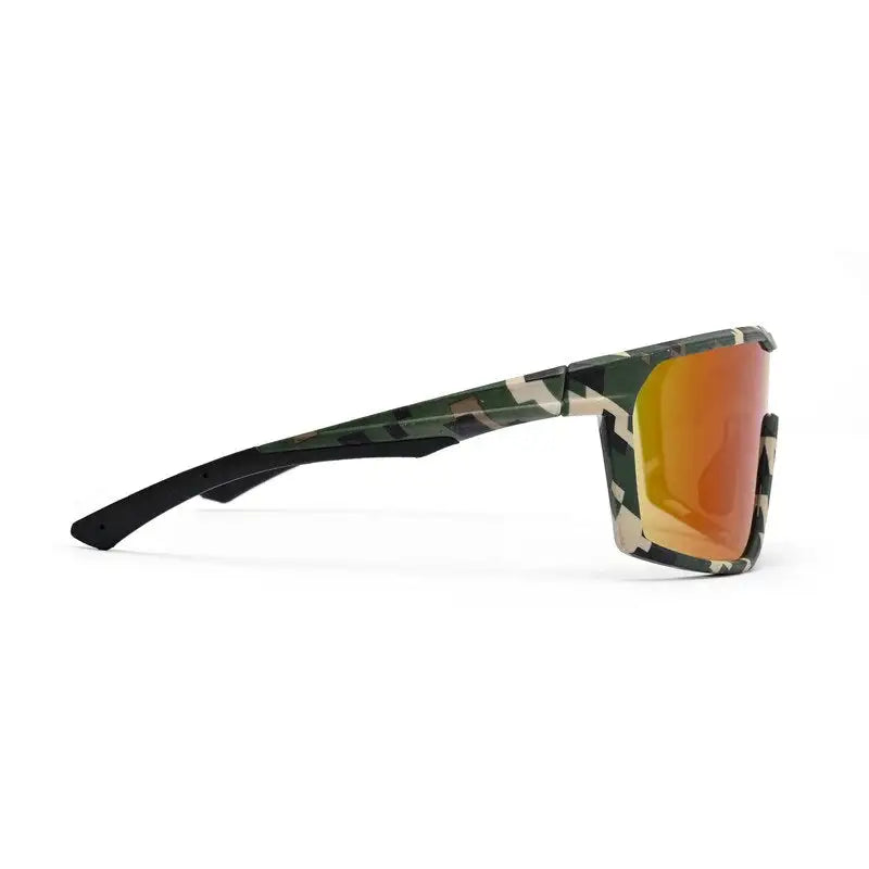 GlareX | Green white Textured Large Full Rim Shield Sports Sunglasses for Men & Women [UV-protected]