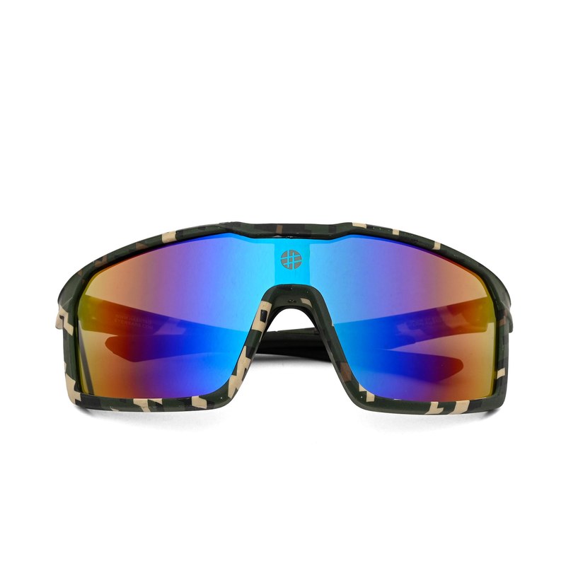 GlareX | Green white Textured Large Full Rim Shield Sports Sunglasses for Men & Women [UV-protected]