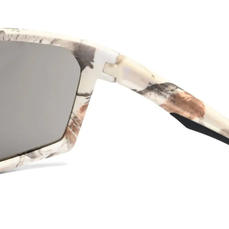 GlareX | White Grey Textured Large Full Rim Shield Sports Sunglasses for Men & Women [UV-protected]