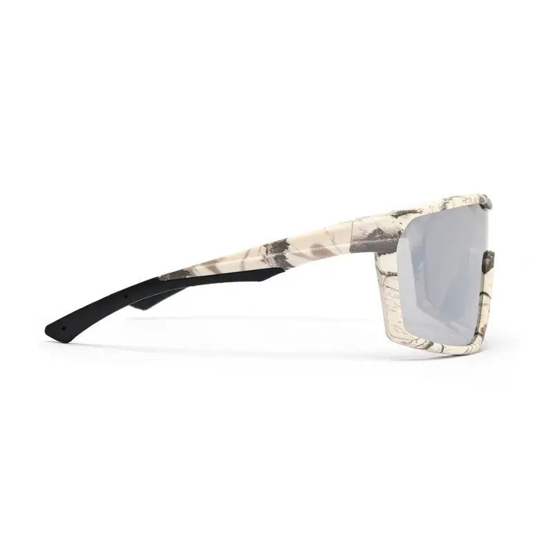 GlareX | White Grey Textured Large Full Rim Shield Sports Sunglasses for Men & Women [UV-protected]