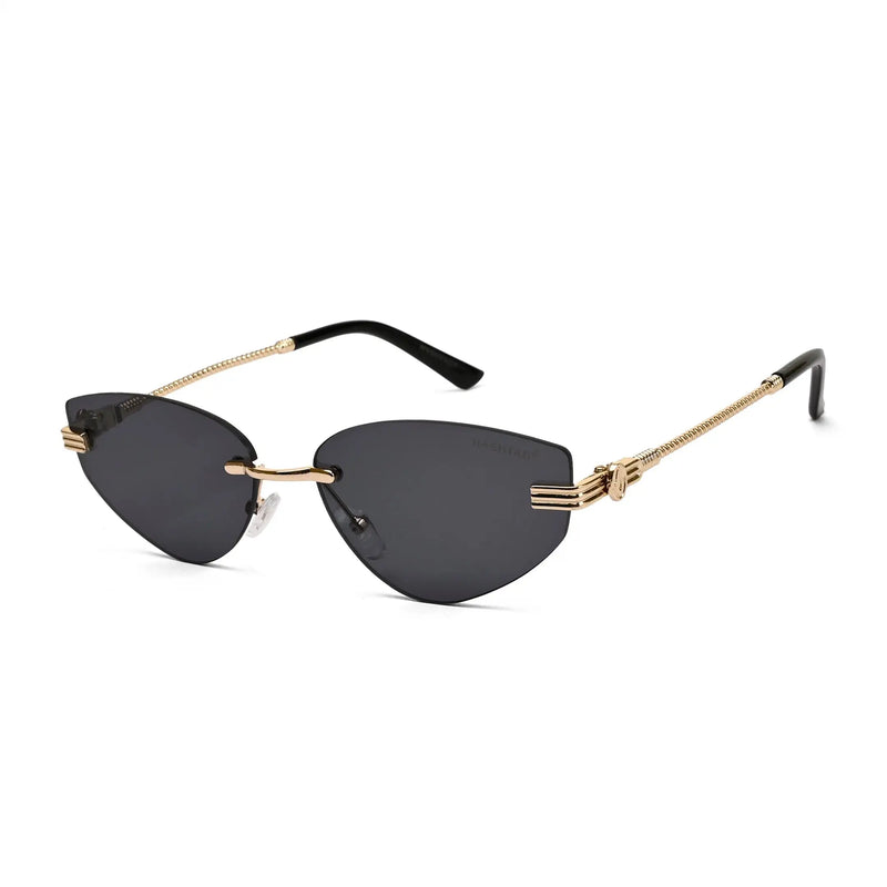 Glimmer | Black Medium Rim Less Oval Sunglasses for Men & Women [UV-protected]