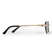 Glimmer | Black Medium Rim Less Oval Sunglasses for Men & Women [UV-protected]