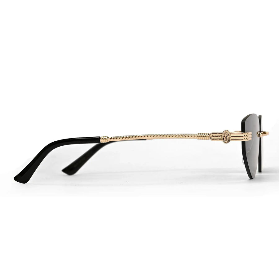 Glimmer | Black Medium Rim Less Oval Sunglasses for Men & Women [UV-protected]