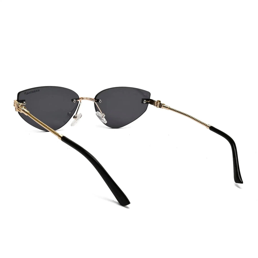 Glimmer | Black Medium Rim Less Oval Sunglasses for Men & Women [UV-protected]