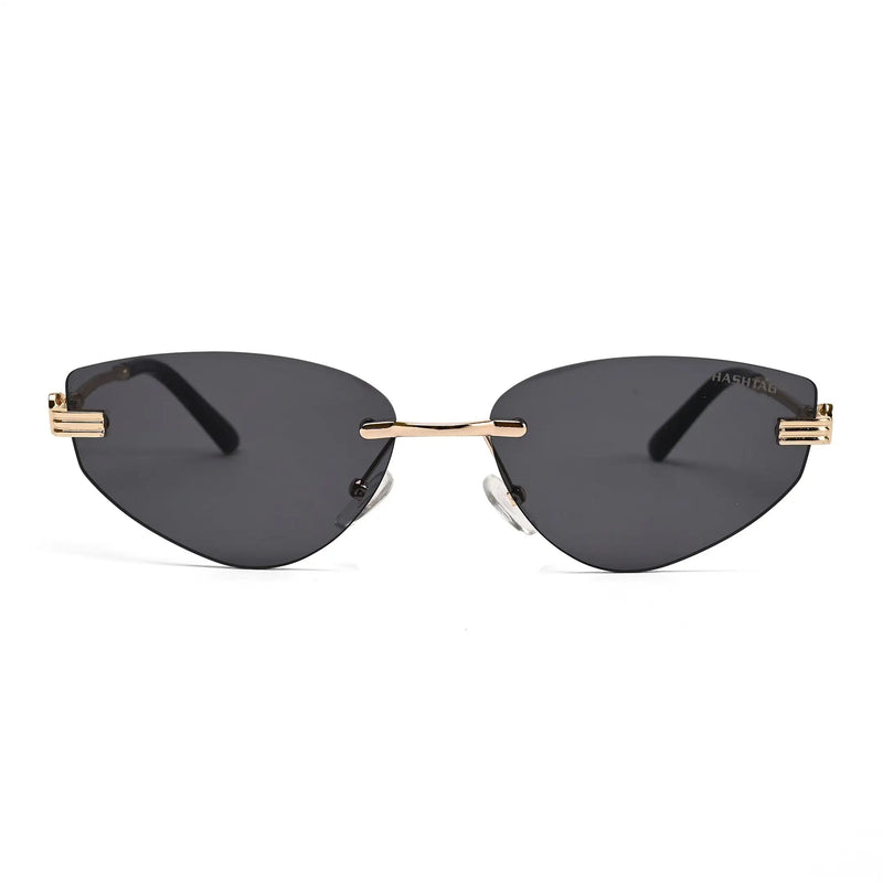 Glimmer | Black Medium Rim Less Oval Sunglasses for Men & Women [UV-protected]