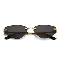 Glimmer | Black Medium Rim Less Oval Sunglasses for Men & Women [UV-protected]