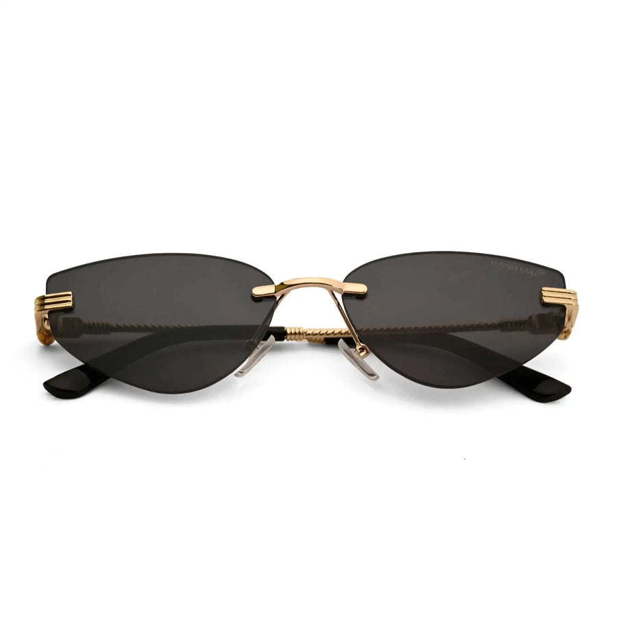 Glimmer | Black Medium Rim Less Oval Sunglasses for Men & Women [UV-protected]